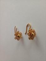 Antieke gouden bloemoorknoppen met zwanenhals, Sieraden, Tassen en Uiterlijk, Antieke sieraden, Ophalen of Verzenden, Goud, Oorbellen
