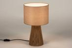 tafellamp H 41cm bruin beige naturel tafel bed dressoir lamp, Ophalen of Verzenden, Nieuw, Stof, Minder dan 50 cm