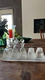 Kristallen Olie azijn mosterd peper zout stel ruit waaier, Ophalen of Verzenden