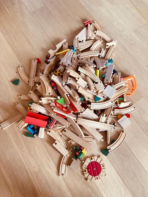 Houten treinbaan, Kinderen en Baby's, Speelgoed | Houten speelgoed, Gebruikt, Overige typen, Ophalen