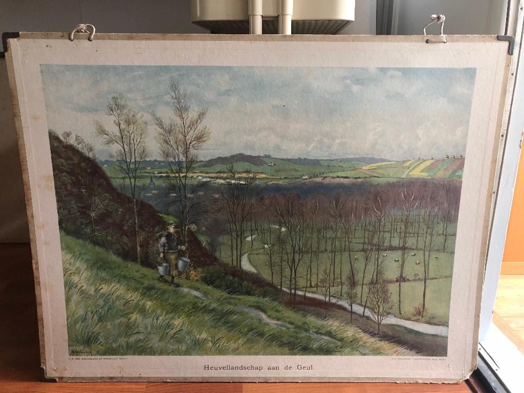 schoolplaat "Heuvellandschap aan de Geul", Ophalen of Verzenden, Natuur en Biologie