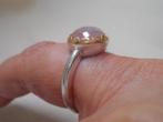 Zilveren Ti Sento bicolor ring roze steen maat 17.75 nr.325, Sieraden, Tassen en Uiterlijk, Ringen, Verzenden, Zo goed als nieuw