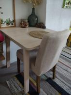 Nette houten eettafel met beige, ecru stoel. B&B set, eetset, Ophalen, Gebruikt, Onb, Vierkant