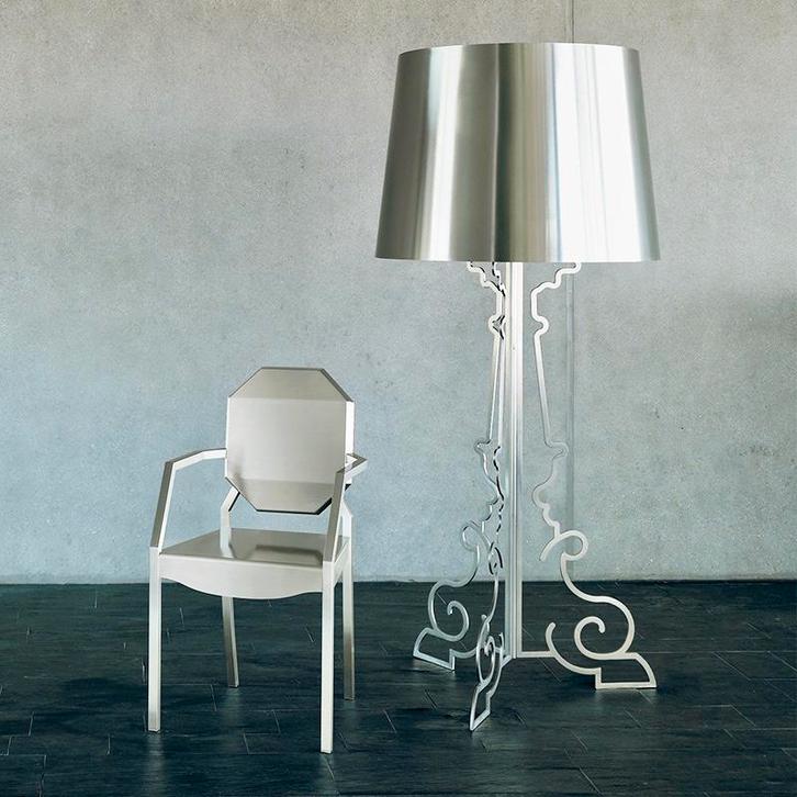 Philipp Plein LOUIS X barok RVS vloerlamp 185 cm, Huis en Inrichting, Lampen | Vloerlampen, Zo goed als nieuw, 150 tot 200 cm