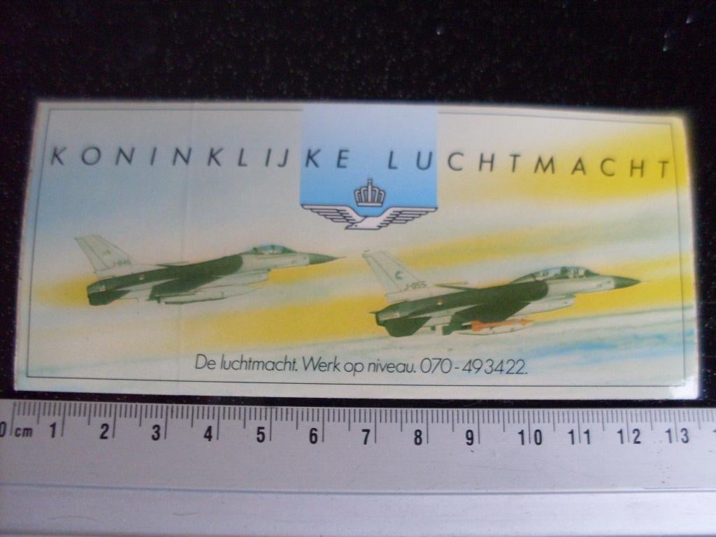 sticker KLu de luchtmacht werk op nieveau straaljagers leger, Verzamelen, Verzenden, Zo goed als nieuw, Bedrijf of Vereniging