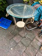 Bijzettafel metaal met marmer en glas, Ophalen of Verzenden