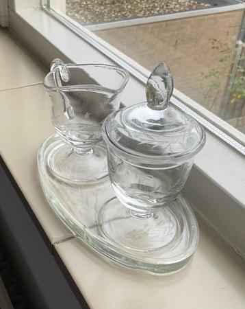 koffiemelk & suiker glas set barok art deco jugendstil oud! beschikbaar voor biedingen