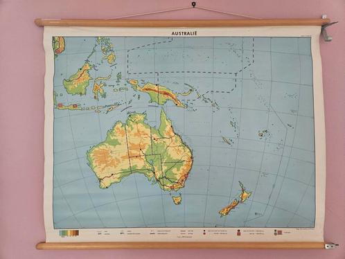 Australië Schoolkaart - Vintage Aardrijkskunde, Antiek en Kunst, Antiek | Schoolplaten, Aardrijkskunde, Ophalen