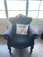 Zwarte Vintage fauteuil, Ophalen, Zo goed als nieuw, 75 tot 100 cm, 50 tot 75 cm