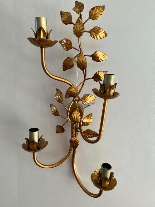 Vintage Florentine Wandlamp Verguld Hans Kögl 70’s, Antiek en Kunst, Antiek | Lampen, Ophalen of Verzenden
