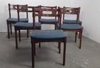 Set van 6 Mid Century Teakhouten Eetkamerstoelen, Huis en Inrichting, Stoelen, Ophalen, Hout, Gebruikt, Bruin