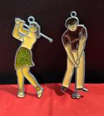 glas in lood raamhanger golf speler man en vrouw/golfspeler, Ophalen