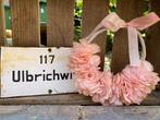 Brocante handmade bloemenkransje roze, Ophalen of Verzenden