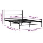 Metalen Bedframe 140x200 met Matras en Bodem, Ophalen, Gebruikt, Zwart, 140 cm