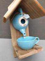 Mooi blauw / groen  vogel voederhuisje   vogelbadje, Ophalen of Verzenden, Nieuw