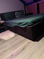 Bed 160x200 met lattenbodem en opbergkasten, Ophalen, Gebruikt, Zwart, Tweepersoons