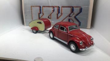 2 Vw Volkswagen kever en caravan 1/43 schuco VAVB zgan  beschikbaar voor biedingen