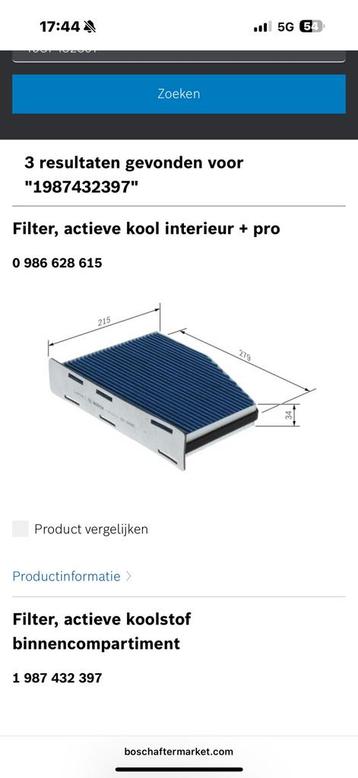 Interieur filter audi a3 8p 2008 nieuw beschikbaar voor biedingen