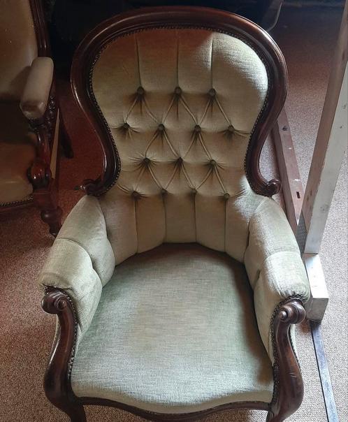 Antieke Fauteuil met Groene Bekleding, Antiek en Kunst, Antiek | Meubels | Stoelen en Banken, Ophalen