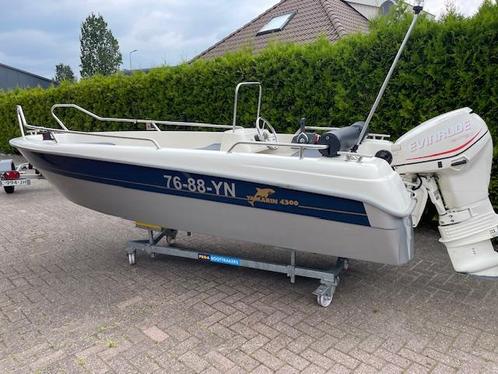 Yamarin 4300 met Evinrude 60 PK E-TEc En Dekzeil (bj 2008), Watersport en Boten, Vis- en Consoleboten, Gebruikt, 3 tot 6 meter