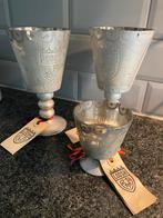 Lodsh glazen kandelaars zilverkleurig, 3 stuks, Huis en Inrichting, Overige materialen, Overige kleuren, Ophalen of Verzenden