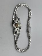 A173 Prachtige zilveren armband parel blauwe saffier, Sieraden, Tassen en Uiterlijk, Antieke sieraden, Ophalen of Verzenden, Zilver