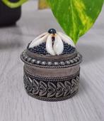vintage verzilverd trinket doosje met schelpen ingelegd, Antiek en Kunst, Ophalen of Verzenden