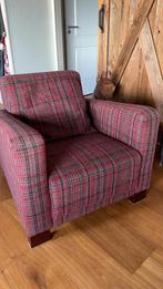 Fauteuil rood geblokt, Huis en Inrichting, Fauteuils, Ophalen, 75 tot 100 cm, Zo goed als nieuw, Overige materialen