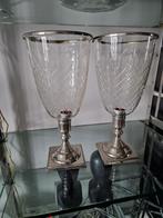 2x Eichholtz crystal glass windlicht kandelaar Eric kuster s, Huis en Inrichting, Woonaccessoires | Kandelaars en Kaarsen, Gebruikt