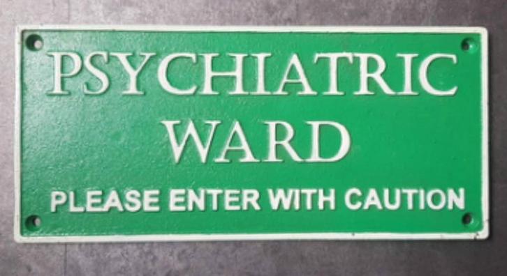 Psychiatric ward gietijzeren decoratie bord en veel andere, Verzamelen, Merken en Reclamevoorwerpen, Zo goed als nieuw, Reclamebord
