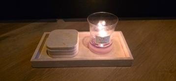 Mooisa tray inclusief onderzetters beige marmer beschikbaar voor biedingen