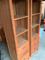 2 nette teakhouten boekenkasten met 3 lades, Huis en Inrichting, Ophalen, Minder dan 50 cm, Gebruikt, Teakhout