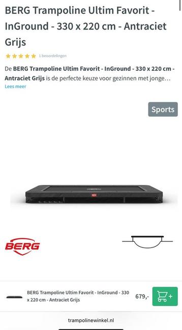 Berg Ultim rechthoek trampoline 330 x 220 faborit grijs beschikbaar voor biedingen