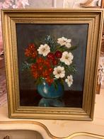 Antiek olieverf bloemen schilderij op hout, Antiek en Kunst, Kunst | Schilderijen | Klassiek, Ophalen of Verzenden