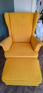 Ikea Strandmon Gele Fauteuil met Voetenbank, Ophalen, Gebruikt, 75 tot 100 cm, Stof