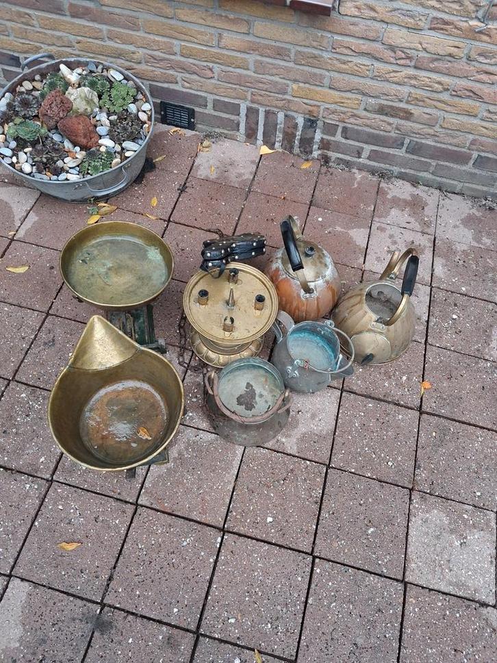 Oude koperen spullen & weegschaal, Antiek en Kunst, Antiek | Overige Antiek, Ophalen
