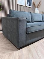 ZGAN WOOOD Ribstof Hoekbank - Donker Grijs - 285 x 190, Ophalen, 250 tot 300 cm, Hoekbank, Zo goed als nieuw