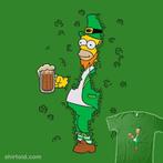T-shirt L Homer Simpson groen leprechaun klaver, Nieuw, Groen, Maat 52/54 (L), Ophalen of Verzenden