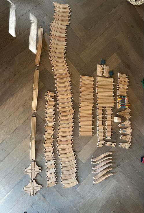 Houten Treinbaan Set Compleet met elektrische treintjes, Kinderen en Baby's, Speelgoed | Houten speelgoed, Gebruikt, Overige typen