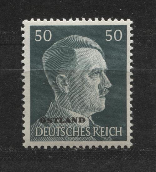 Duitse Adolf H postzegel met opdruk Ostland (17), Verzamelen, Militaria | Tweede Wereldoorlog, Landmacht, Foto of Poster, Duitsland