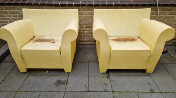2x Kartell Tuinstoel - geel - bubble club beschikbaar voor biedingen