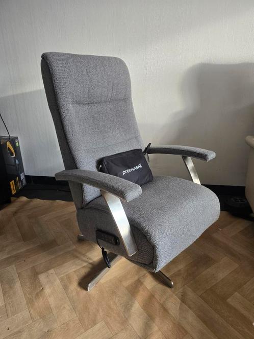 Prominent design stoel relax fauteuil elektrisch RVS, Huis en Inrichting, Fauteuils, Zo goed als nieuw, Stof, 50 tot 75 cm, Minder dan 75 cm