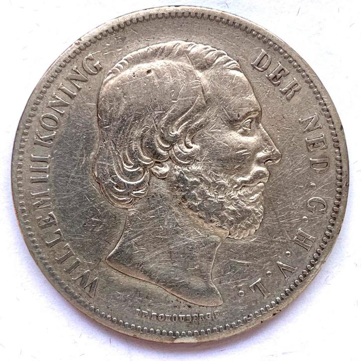 Nederland 2-1/2 gulden 1865 Willem III rijksdaalder zilver, Postzegels en Munten, Munten | Nederland, Koning Willem III, Zilver