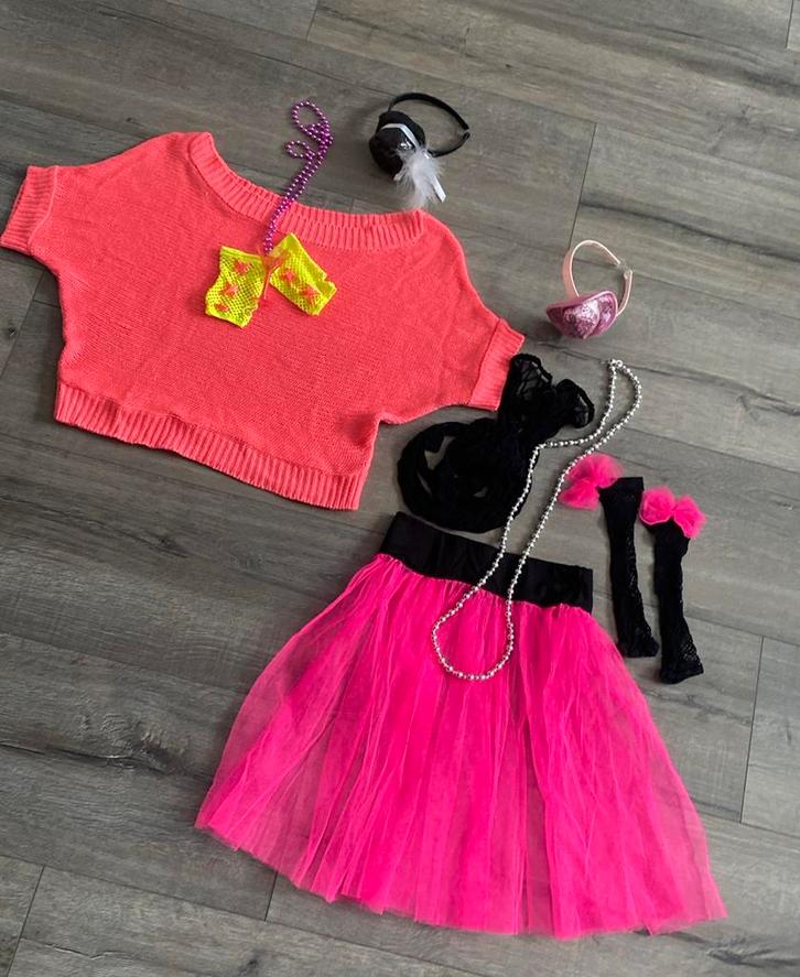 80’s setjes foute party XS S  jaren 80 90 themafeest, Kinderen en Baby's, Carnavalskleding en Verkleedspullen, Meisje, Ophalen of Verzenden