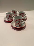 Arzberg Tric Espresso Kop en Schotel - Rood Wit - per 2 of 4, Ophalen of Verzenden, Zo goed als nieuw, Effen, Kop(pen) en/of Schotel(s)