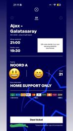 2 tickets Ajax Galatasaray naast elkaar, Twee personen, Januari