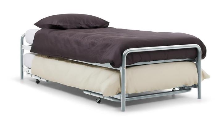 bed met onderschuifbed, Huis en Inrichting, Slaapkamer | Bedden, Gebruikt, Tweepersoons, 90 cm, 200 cm, Metaal, Grijs, Ophalen