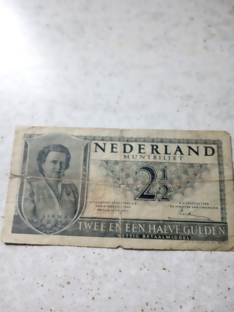 Papieren Rijksdaalder 8 Augustus 1949, Ophalen of Verzenden, 2½ gulden, Los biljet