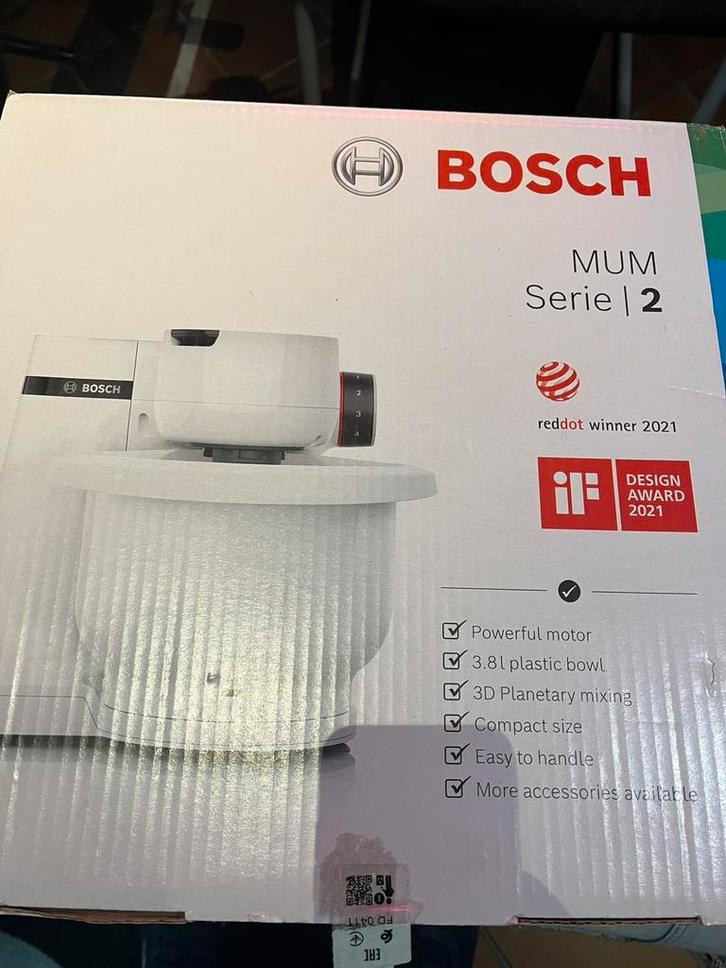 BOSCH MUM Serie 2 Keukenmachine NIEUW, Witgoed en Apparatuur, Keukenmixers, Nieuw, 4 liter of meer, 3 snelheden of meer, Ophalen of Verzenden