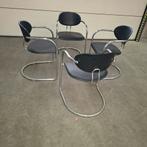 Effezeta Italiaanse set chroom,leder stoelen ., Huis en Inrichting, Stoelen, Ophalen, Zo goed als nieuw